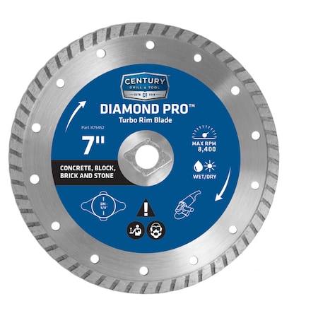 Century Drill & Tool Century Drill & Tool Diamond Pro 7 in. D X 5/8 in. Diamond Turbo Rim Saw Blade 1 pk 75452